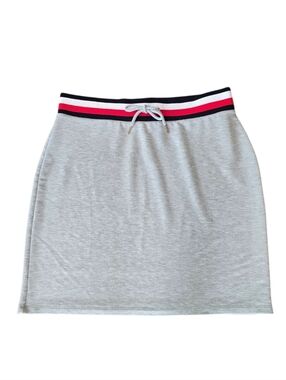 Tommy Hilfiger Casual Gray Knit Skirt with Striped Waistband L